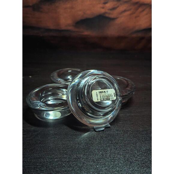 NEW IKEA Y2K Decor Clear Glass Tea Light Candle Holders Set Of 4. - Picture 6 of 7